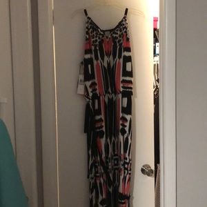 Maxi Dress black/coral/white